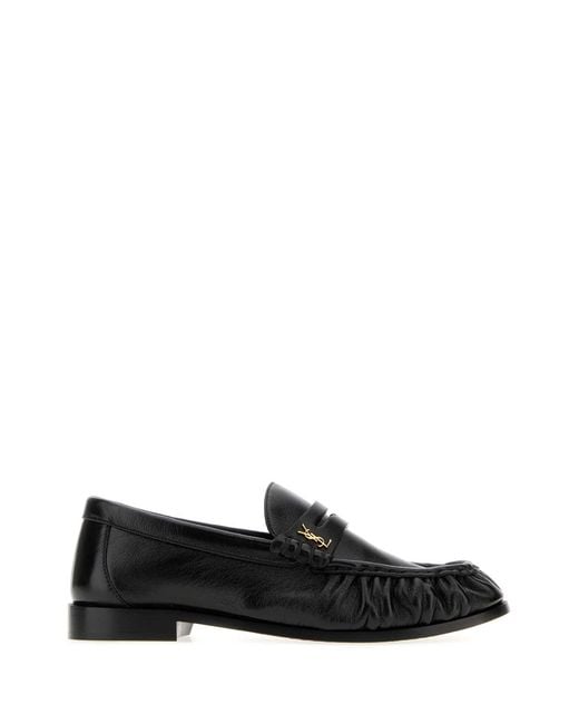 Saint Laurent Black 15 Moc Leather Loafers