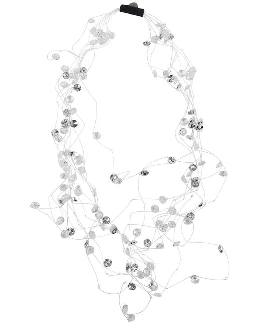 Maria Calderara White Long Net Crystals Necklace