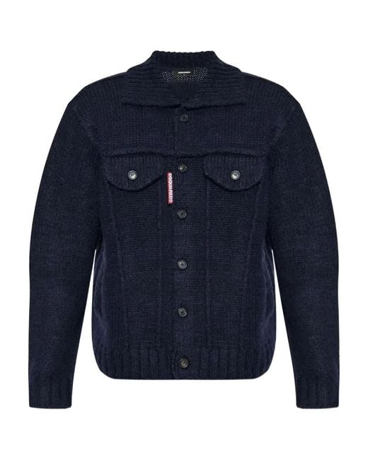 DSquared² Blue Knit Jean Jacket for men
