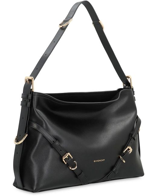 Givenchy Black Voyou Media Leather Shoulder Bag