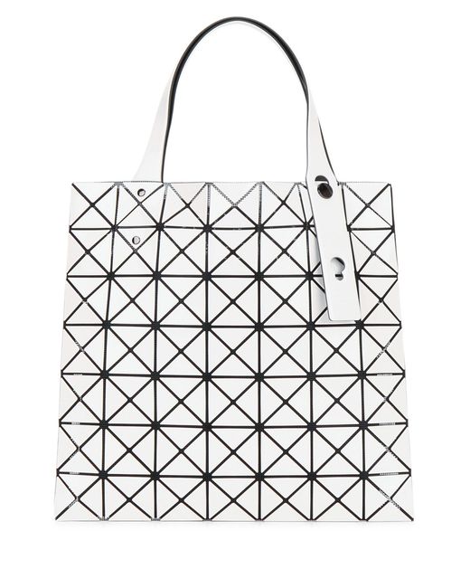 Issey Miyake White Geometric Tote Bag