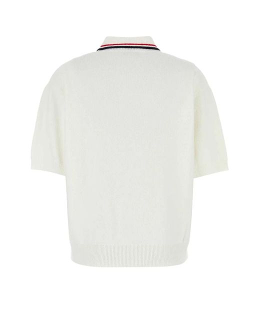 Miu Miu White Stretch Terry Fabric Polo Shirt