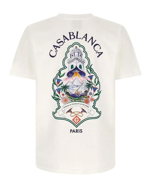 Casablanca White 'Hotel Emblem' Print T-Shirt for men