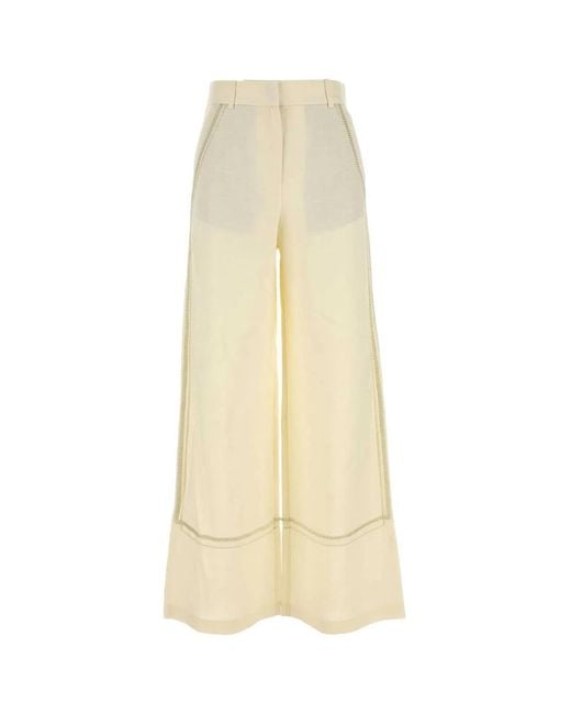 Camilla & Marc White Cream Linen Blend Fortuna Wide-Leg Pant