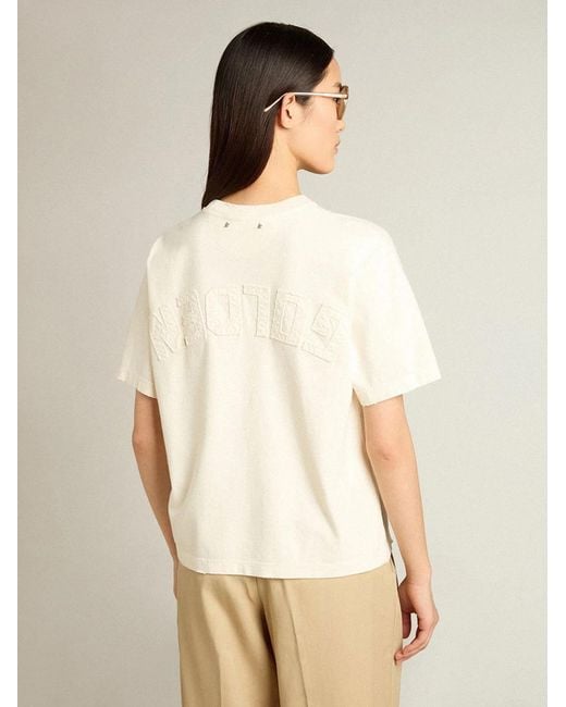 Golden Goose Deluxe Brand White Natural Shoes With Embossed Logo On Back