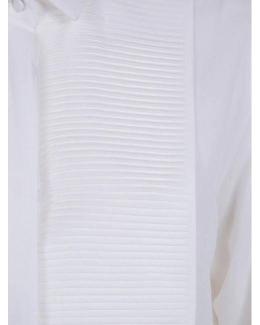 Tom Ford White Washed Silk Georgette Tuxedo Shirt
