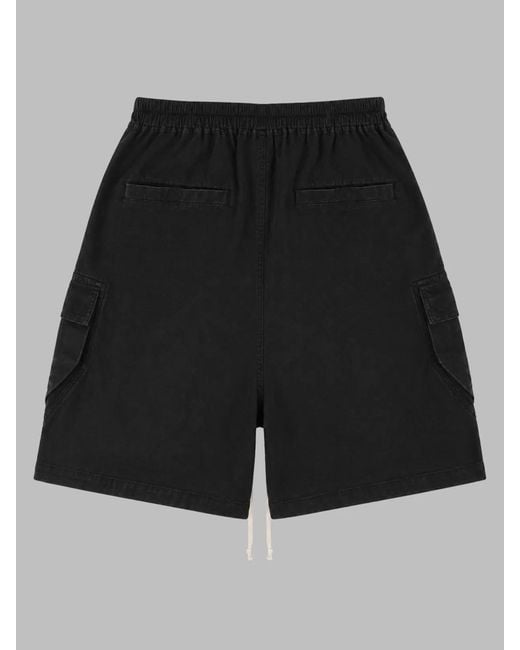 Rick Owens Black Cargobela Relaxed Fit Cargo Cotton Shorts for men