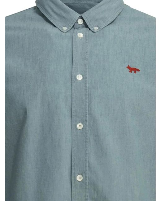 Maison Kitsuné Blue Maison Kitsuné Profile Fox Cotton Shirt for men