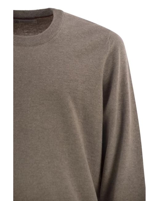 Brunello Cucinelli Brown Pure Cashmere Crew-Neck Sweater for men