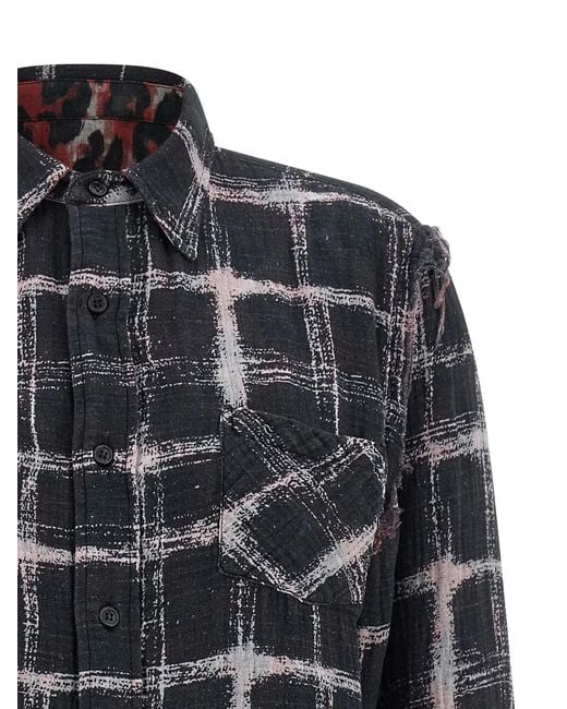 R13 Gray Fringed Hem Reversible Shirt