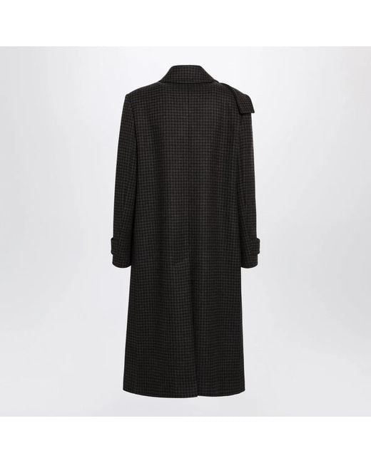 Tagliatore Black Single-Breasted/ Houndstooth Wool Coat