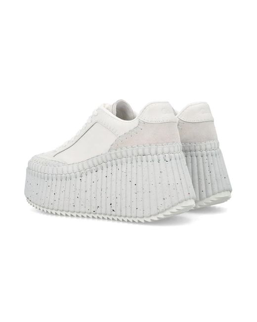Chloé White Nama Wedge Sneaker