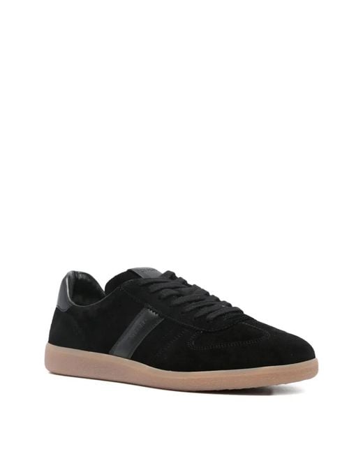 Tom Ford Black Leather Sneaker With Logo for men