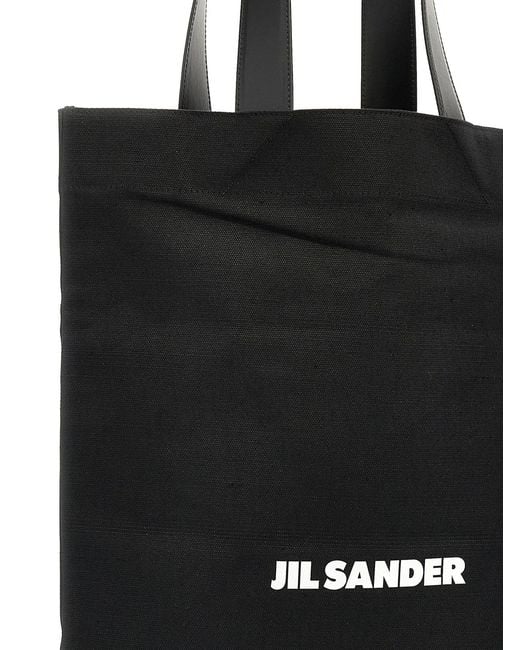 Jil Sander Black 'Flat Shopper' Large Shopping Bag