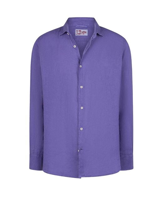 Mc2 Saint Barth Purple Linen Shirt Pamplona for men