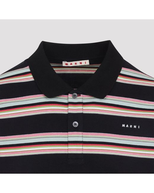 Marni Black Pale Mint Cotton Polo for men