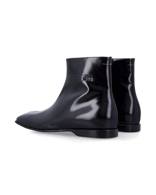 MM6 by Maison Margiela Black Mm6 Leather Ankle Boots for men