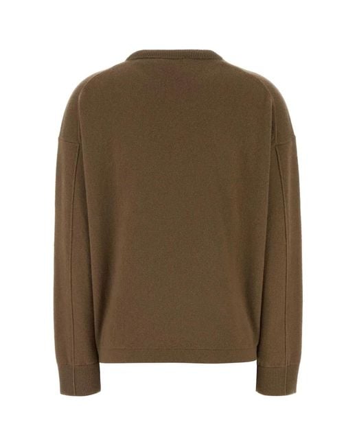 Max Mara Brown Solid Crew Neck Sweater