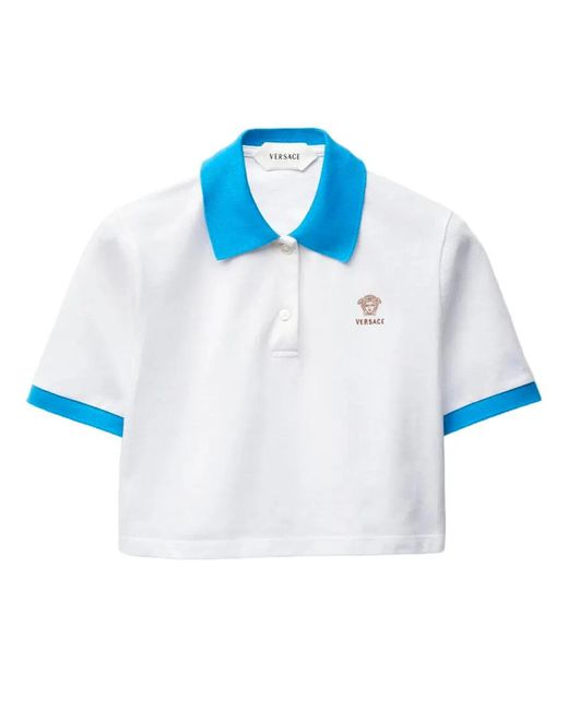 Versace Blue Cotton Piquet Polo Shirt