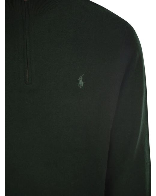Polo Ralph Lauren Green Wool Pullover With Half Zip for men