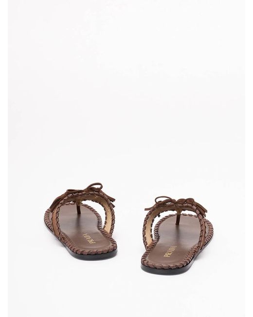 Prada Brown Suede Flat Sandals