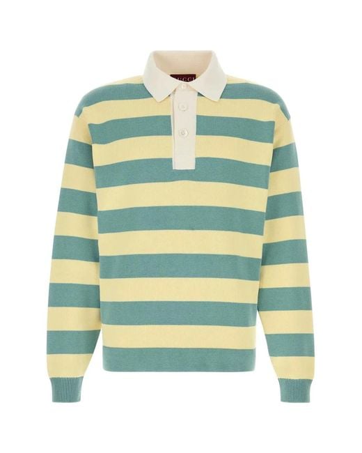 Gucci Green Embroidered Silk Blend Polo Shirt for men