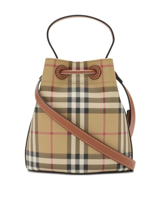 Burberry Brown Check Drawsting Bucket Bag