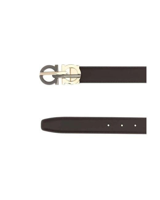 Ferragamo White Salvatore Chocolate Leather Reversible Belt for men