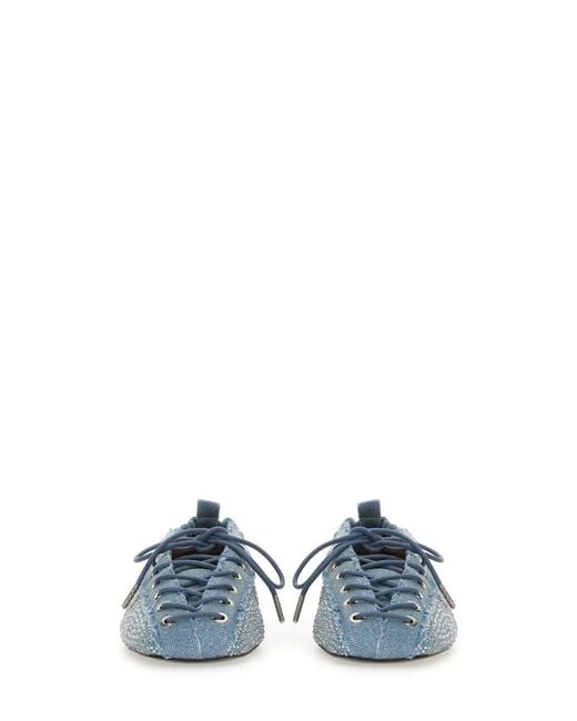 Ganni Blue Lace-Up Ballerina