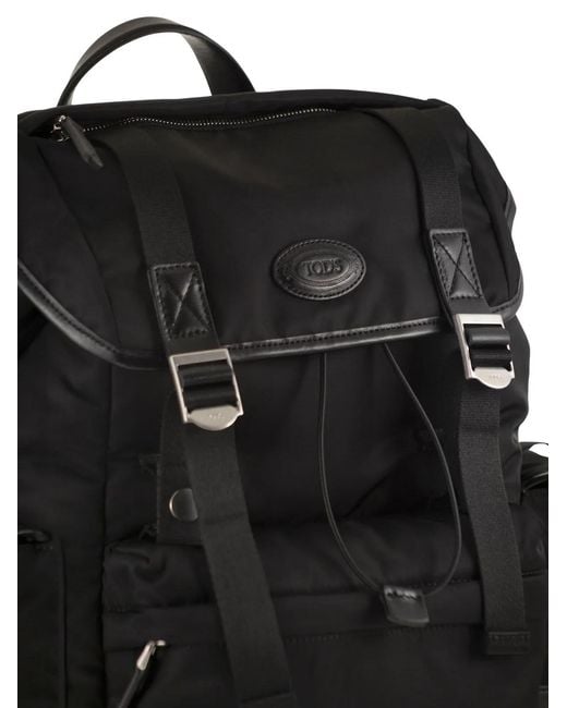 Tod's Black Medium Fabric And Leather Backpack for men