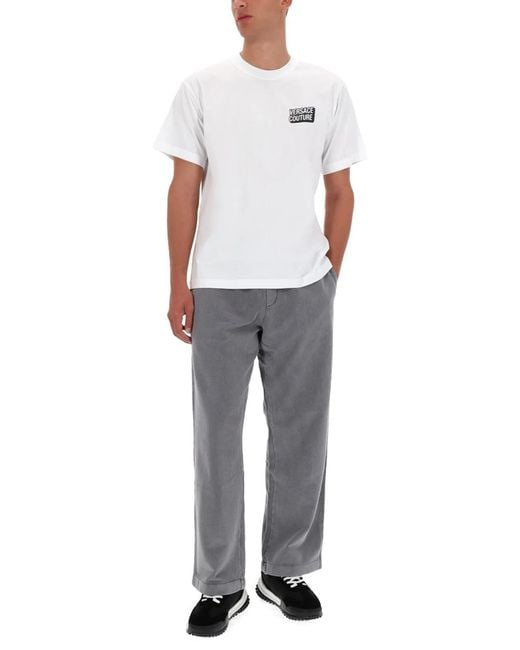 Versace Jeans Couture White Small Square Logo T-Shirt for men