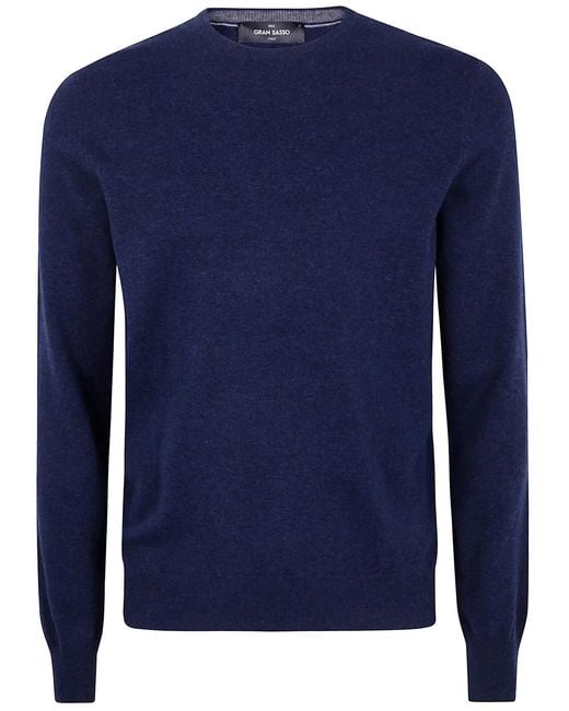 Gran Sasso Blue Round Neck "Gransasso" Round Neck Sweater for men