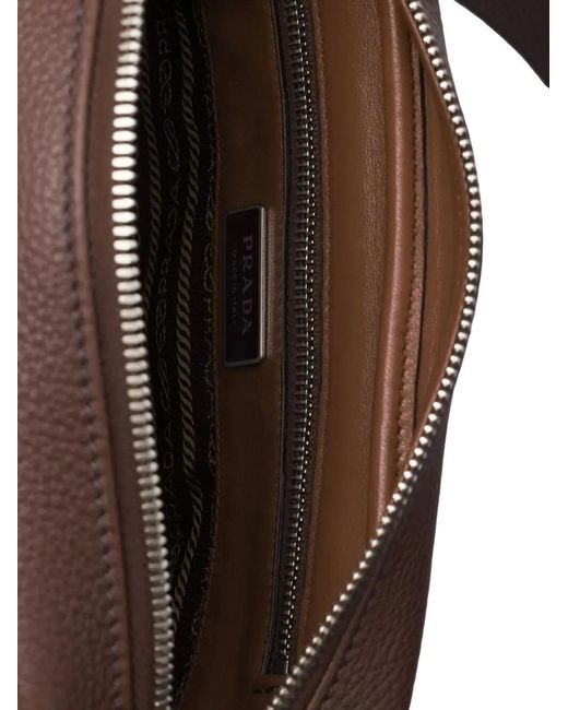 Prada Brown Grained Leather Shoulder Bag for men