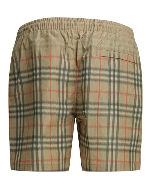 Burberry Green Check Polyester Swim Shorts for men