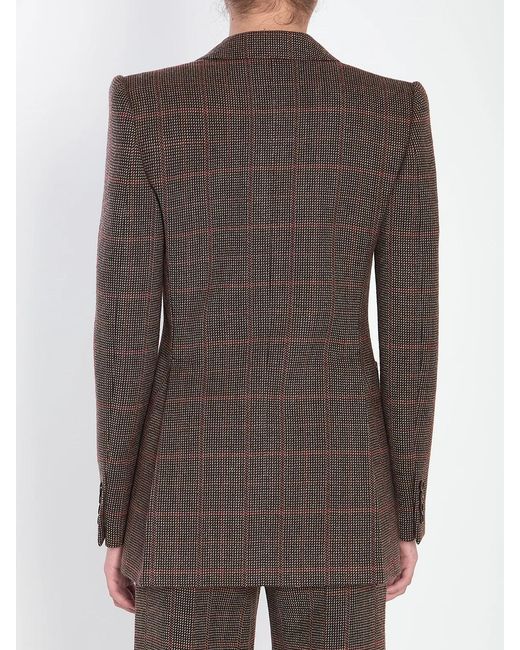 Chloé Brown Checked Wool Tailored Jacket
