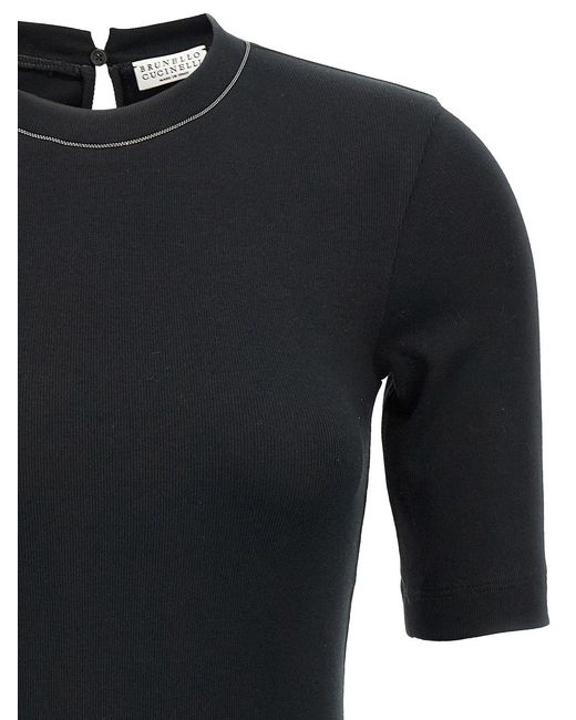Brunello Cucinelli Black Monile Ribbed T-Shirt