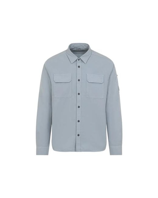 C P Company Blue C.P.Company Light Organic Gabardine Shirt for men