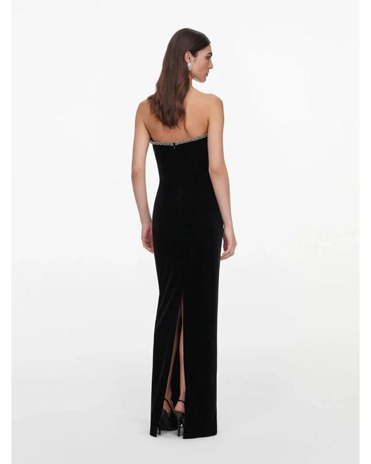 Self-Portrait White Long Velvet Dress
