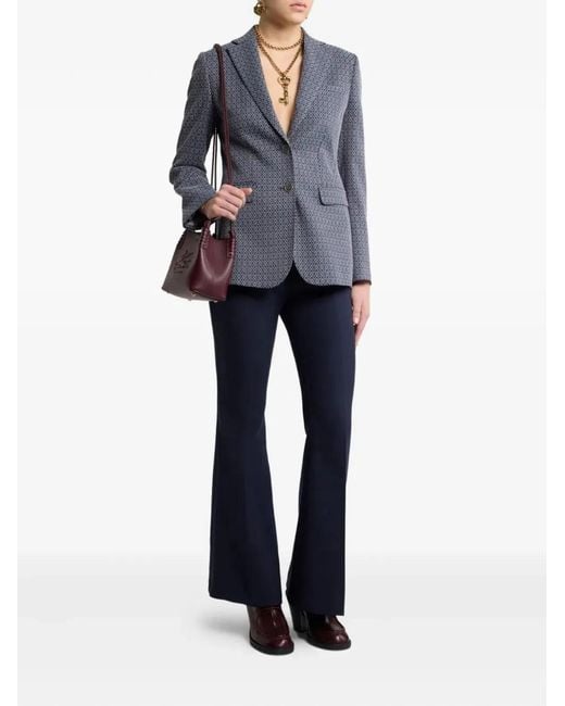 Etro Blue Single Button Closure Blazer