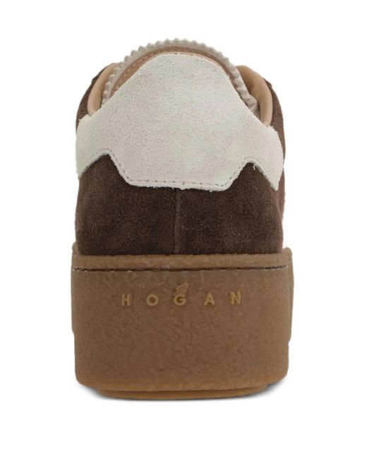 Hogan Brown Dark Leather Flat Shoes