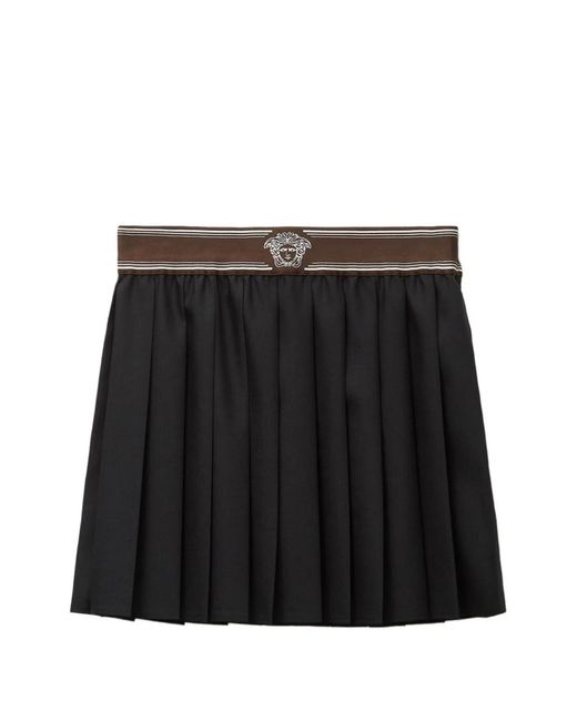 Versace Black Pleated Mini Skirt