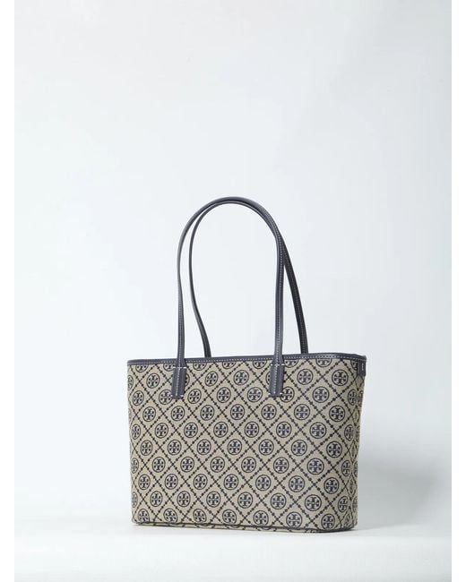 Tory Burch Gray T Monogram Tote Bag Small