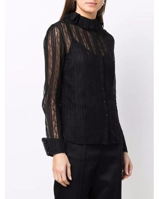 Saint Laurent Black Patchwork Cotton Shirt For