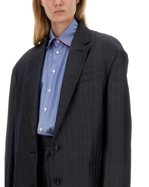 Etro Blue Pegasus Buttoned Over Jacket
