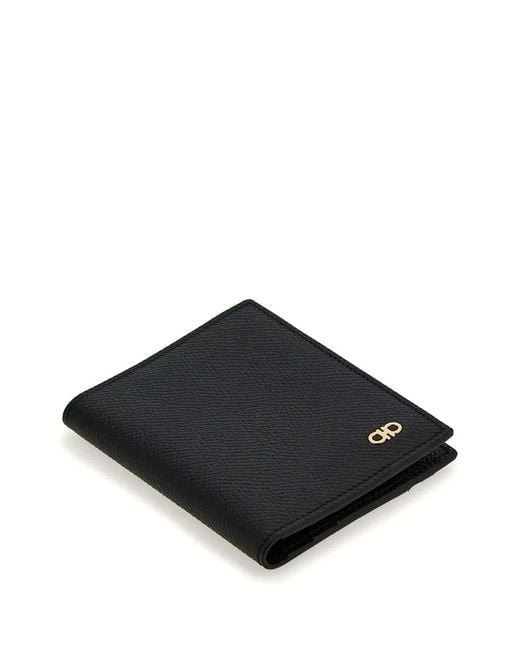 Ferragamo Black Micro Gancio Bi-Fold Card Holder for men