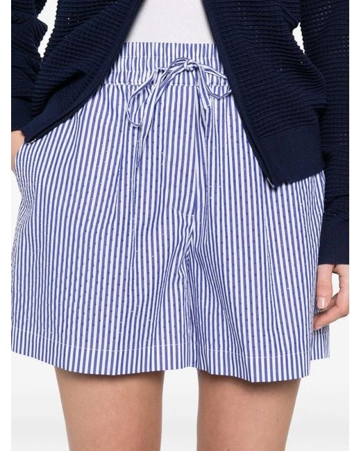 P.A.R.O.S.H. Blue Striped Cotton Shorts