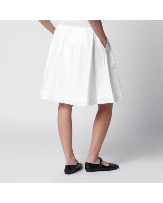 DUNST White Cotton Midi Full Skirt