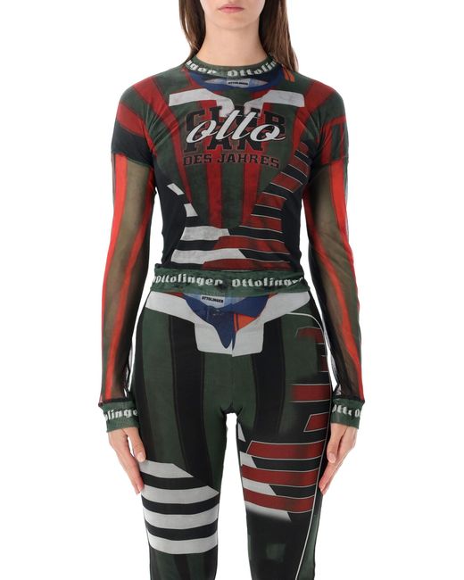 OTTOLINGER Black Graphic Mesh Long-Sleeve Top