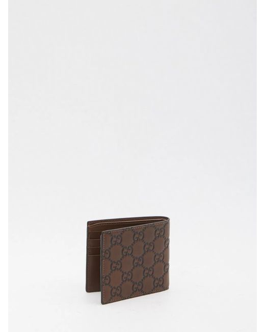Gucci Brown Gg Emblem Bi-Fold Wallet for men