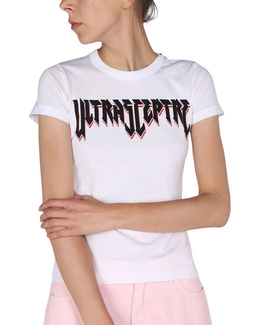 Raf Simons White Logo Print T-Shirt